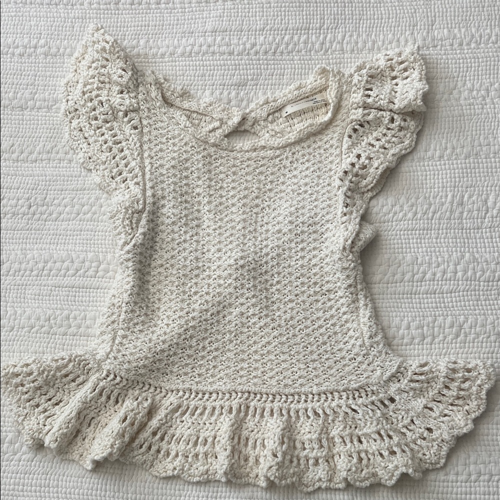 Anthropologie Ivory Textured Knit Top